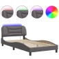 vidaXL Estructura cama con luces LED cuero sintético gris 100x200 cm vidaXL Estructura cama con luces LED cuero sintético gris 100x200 cm