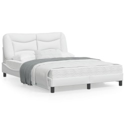 vidaXL Estructura cama con luces LED cuero sintético blanco 120x200 cm