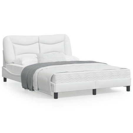 vidaXL Estructura cama con luces LED cuero sintético blanco 120x200 cm
