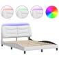 vidaXL Estructura cama con luces LED cuero sintético blanco 120x200 cm vidaXL Estructura cama con luces LED cuero sintético blanco 120x200 cm