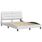 vidaXL Estructura cama con luces LED cuero sintético blanco 120x200 cm vidaXL Estructura cama con luces LED cuero sintético blanco 120x200 cm