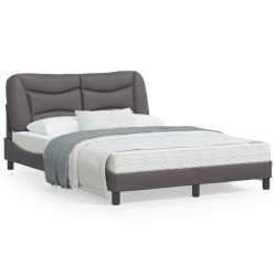 vidaXL Estructura cama con luces LED cuero sintético gris 120x200 cm