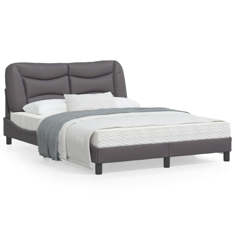vidaXL Estructura cama con luces LED cuero sintético gris 120x200 cm vidaXL Estructura cama con luces LED cuero sintético gris 120x200 cm