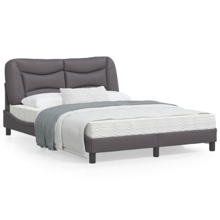 vidaXL Estructura cama con luces LED cuero sintético gris 120x200 cm