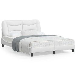 vidaXL Estructura cama con luces LED cuero sintético blanco 140x190 cm