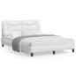 vidaXL Estructura cama con luces LED cuero sintético blanco 140x190 cm vidaXL Estructura cama con luces LED cuero sintético blanco 140x190 cm