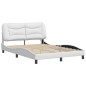 vidaXL Estructura cama con luces LED cuero sintético blanco 140x190 cm vidaXL Estructura cama con luces LED cuero sintético blanco 140x190 cm