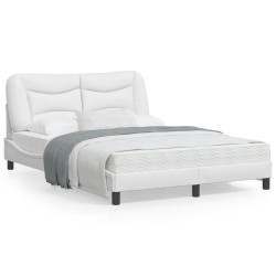 vidaXL Estructura cama con luces LED cuero sintético blanco 140x200 cm
