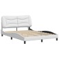 vidaXL Estructura cama con luces LED cuero sintético blanco 140x200 cm