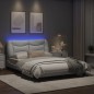vidaXL Estructura cama con luces LED cuero sintético blanco 140x200 cm