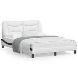 vidaXL Estructura cama con LED cuero sintético blanco negro 140x200 cm