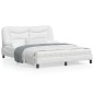 vidaXL Estructura de cama con luces LED cuero PE blanco 160x200 cm
