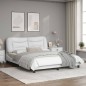 vidaXL Estructura de cama con luces LED cuero PE blanco 160x200 cm