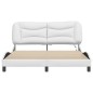 vidaXL Estructura de cama con luces LED cuero PE blanco 160x200 cm