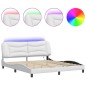 vidaXL Estructura de cama con luz LED cuero sintético blanco 180x200cm vidaXL Estructura de cama con luz LED cuero sintético blanco 180x200cm