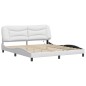 vidaXL Estructura de cama con luz LED cuero sintético blanco 180x200cm vidaXL Estructura de cama con luz LED cuero sintético blanco 180x200cm