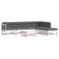 vidaXL Juego de muebles jardín 7 piezas y cojines madera maciza blanco vidaXL Juego de muebles jardín 7 piezas y cojines madera maciza blanco