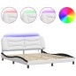 vidaXL Estructura de cama con luz LED cuero PE blanco negro 180x200 cm vidaXL Estructura de cama con luz LED cuero PE blanco negro 180x200 cm
