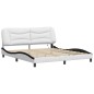 vidaXL Estructura de cama con luz LED cuero PE blanco negro 180x200 cm vidaXL Estructura de cama con luz LED cuero PE blanco negro 180x200 cm