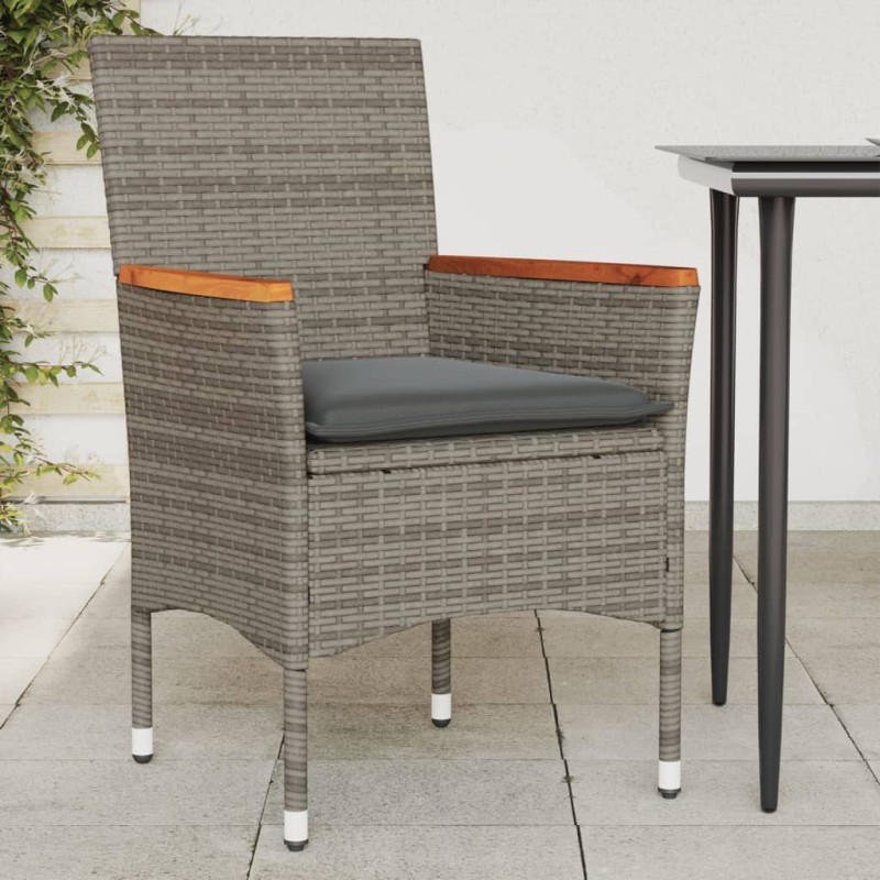 vidaXL Sillones de jardín con cojines 2 uds ratán sintético gris vidaXL Sillones de jardín con cojines 2 uds ratán sintético gris
