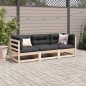 vidaXL Set de sofás de jardín 3 pzas con cojines madera maciza de pino