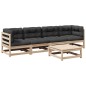 vidaXL Juego de sofás de jardín 5 pzas con cojines madera maciza pino vidaXL Juego de sofás de jardín 5 pzas con cojines madera maciza pino