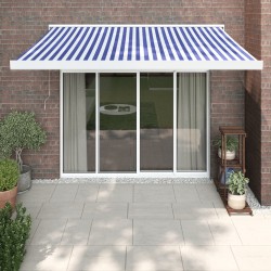 vidaXL Toldo retráctil aluminio y tela azul y blanco 3x2,5 m