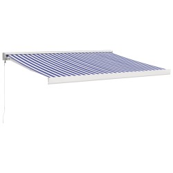 vidaXL Toldo retráctil aluminio y tela azul y blanco 3x2,5 m