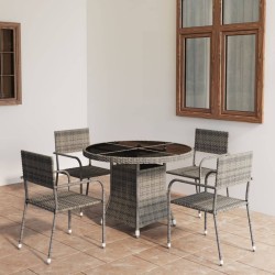 vidaXL Set comedor jardín 5 pzas ratán sintético gris antracita y gris