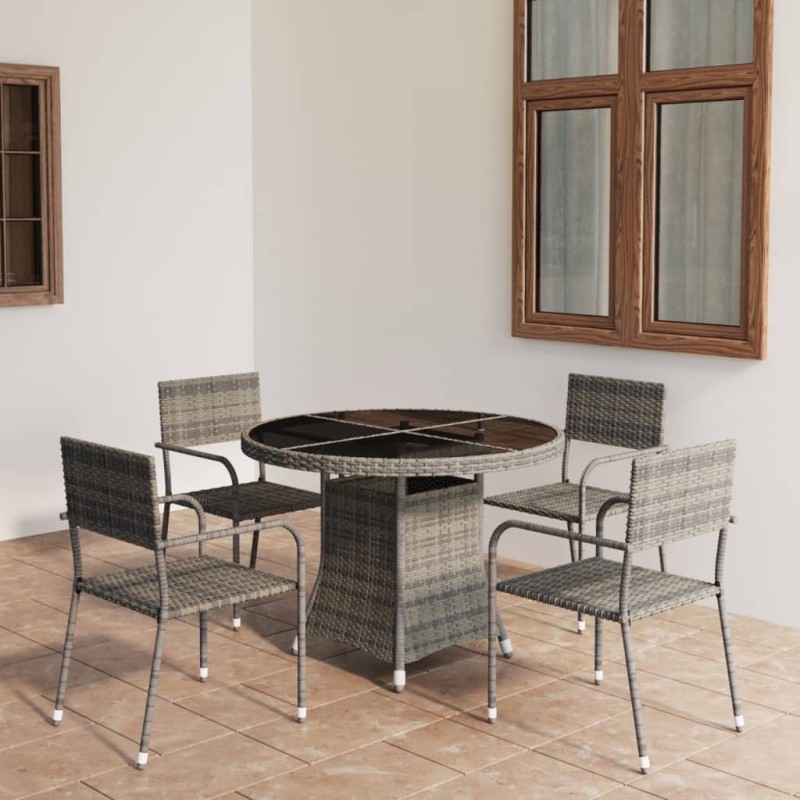 vidaXL Set comedor jardín 5 pzas ratán sintético gris antracita y gris vidaXL Set comedor jardín 5 pzas ratán sintético gris antracita y gris