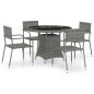 vidaXL Set comedor jardín 5 pzas ratán sintético gris antracita y gris vidaXL Set comedor jardín 5 pzas ratán sintético gris antracita y gris