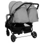 vidaXL Carrito para gemelos de acero gris claro y negro