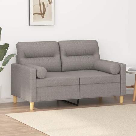 vidaXL Sofá de 2 plazas con cojines tela gris taupe 120 cm
