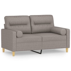 vidaXL Sofá de 2 plazas con cojines tela gris taupe 120 cm
