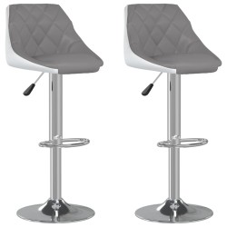 vidaXL Taburetes de cocina 2 unidades cuero sintético gris y blanco