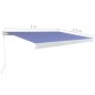 vidaXL Toldo de carrete manual azul y blanco 300x250 cm vidaXL Toldo de carrete manual azul y blanco 300x250 cm
