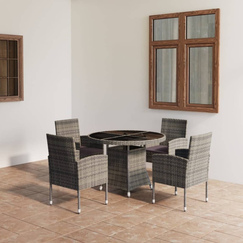 vidaXL Set comedor jardín 5 pzas ratán sintético gris antracita y gris vidaXL Set comedor jardín 5 pzas ratán sintético gris antracita y gris