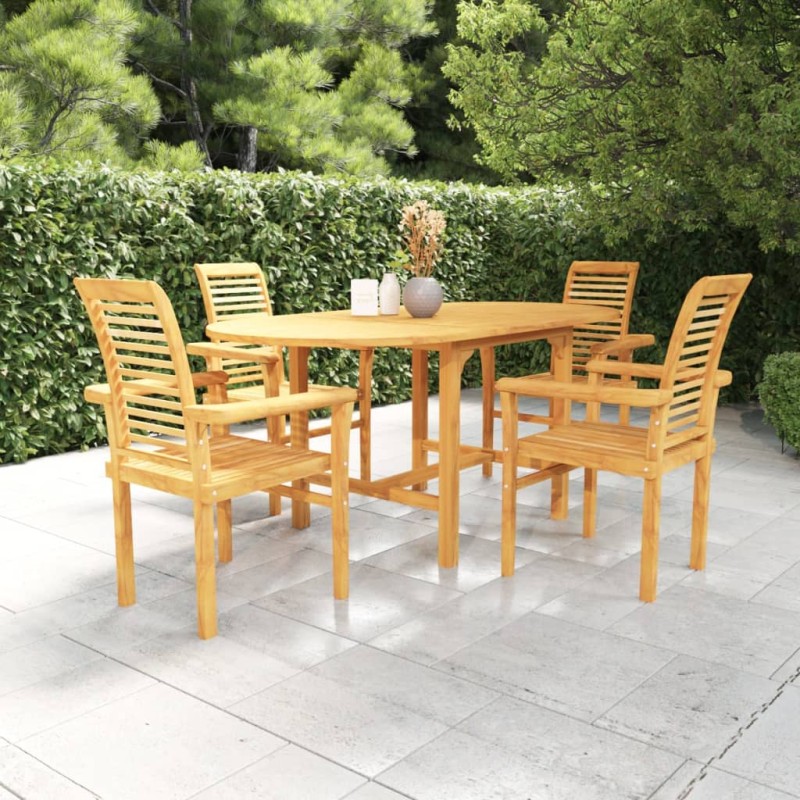 vidaXL Conjunto de comedor de jardín 5 piezas madera maciza de teca vidaXL Conjunto de comedor de jardín 5 piezas madera maciza de teca