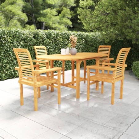 vidaXL Conjunto de comedor de jardín 5 piezas madera maciza de teca