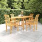 vidaXL Conjunto de comedor de jardín 5 piezas madera maciza de teca vidaXL Conjunto de comedor de jardín 5 piezas madera maciza de teca
