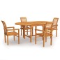 vidaXL Conjunto de comedor de jardín 5 piezas madera maciza de teca vidaXL Conjunto de comedor de jardín 5 piezas madera maciza de teca