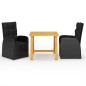vidaXL Juego de comedor para jardín 3 piezas negro vidaXL Juego de comedor para jardín 3 piezas negro