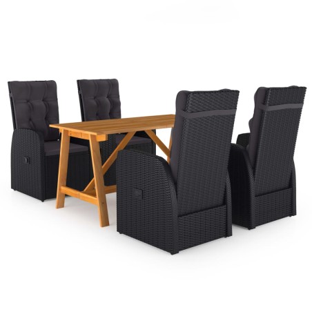 vidaXL Juego de comedor para jardín 5 piezas negro