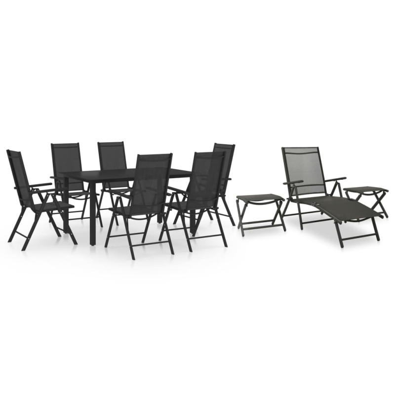 vidaXL Juego de comedor de jardín 10 piezas negro y gris antracita vidaXL Juego de comedor de jardín 10 piezas negro y gris antracita
