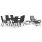 vidaXL Juego de comedor de jardín 10 piezas negro y gris antracita vidaXL Juego de comedor de jardín 10 piezas negro y gris antracita
