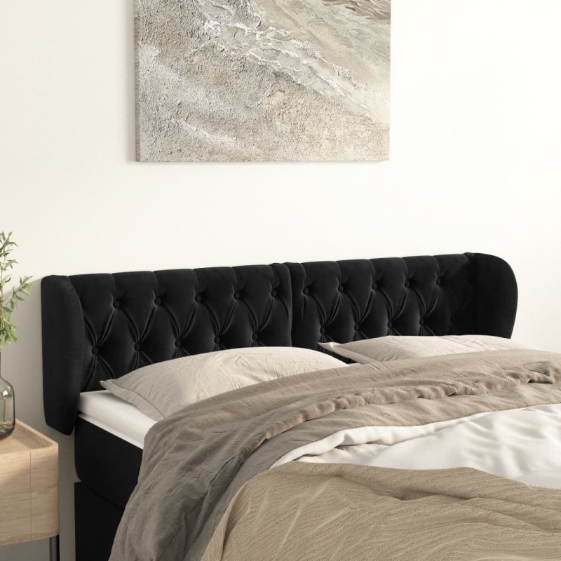 vidaXL Cabecero de terciopelo negro 163x23x78/88 cm vidaXL Cabecero de terciopelo negro 163x23x78/88 cm