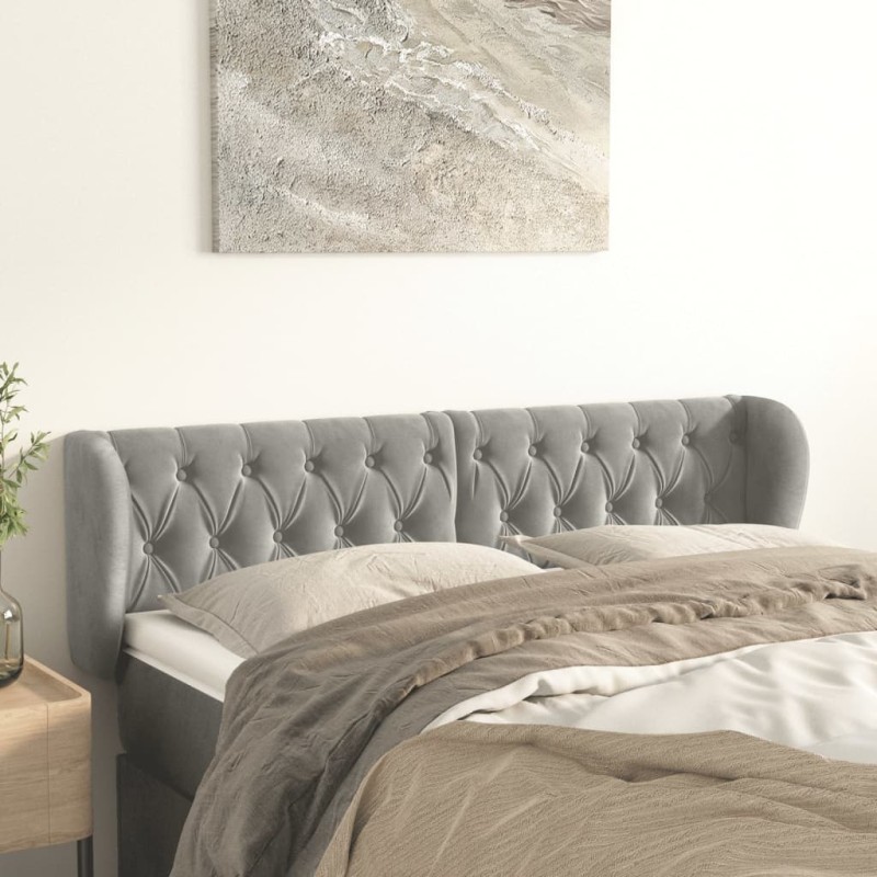 vidaXL Cabecero de terciopelo gris claro 163x23x78/88 cm vidaXL Cabecero de terciopelo gris claro 163x23x78/88 cm