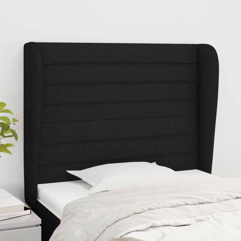 vidaXL Cabecero con orejas de tela negro 83x23x118/128 cm vidaXL Cabecero con orejas de tela negro 83x23x118/128 cm