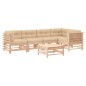 vidaXL Juego de muebles de jardín 6 piezas y cojines madera maciza