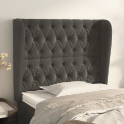 vidaXL Cabecero con orejas de terciopelo gris oscuro 93x23x118/128 cm